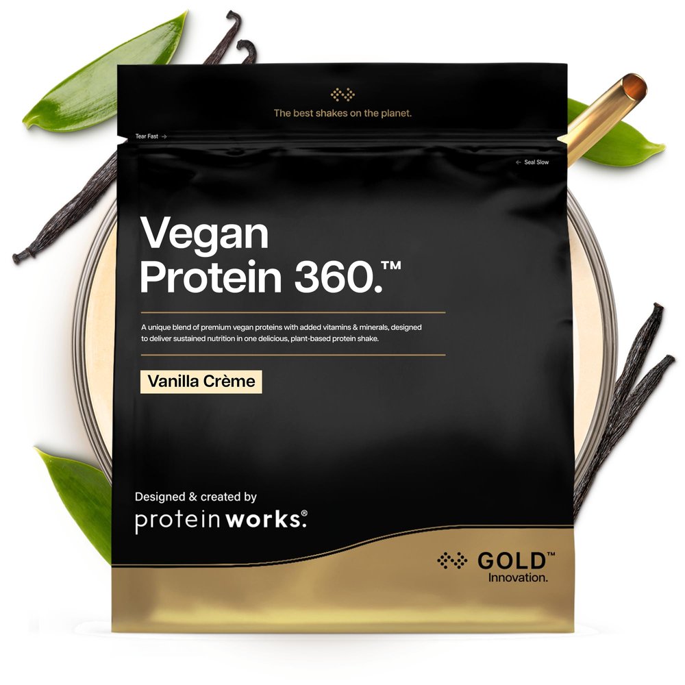 Protein Works | Vegan Protein 360 - Gold Innovation, Vanilla Crme, 33 Servings, 100% Plant Based & Natural, Premium Multi-Protein Blend, Low Fat Shake, Low Calorie Shake, 1kg