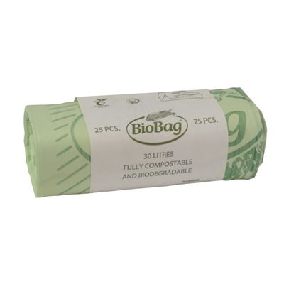 30 Litre x 25 BioBag Compostable Biodegradable Kitchen Food Waste Caddy Bin Liner Bags/Sacks (30L) - Certified EN13432