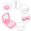 Adecco LLC Portable Contact Lens Case Travel Kit Mirror +bottle + tweezers Container Holder (pink) view 4