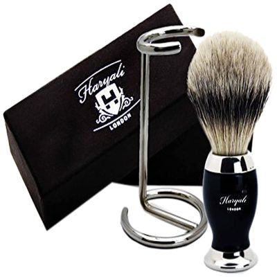 Badger Hair with Black & Metal Colour Base & Stainless Steel Stand