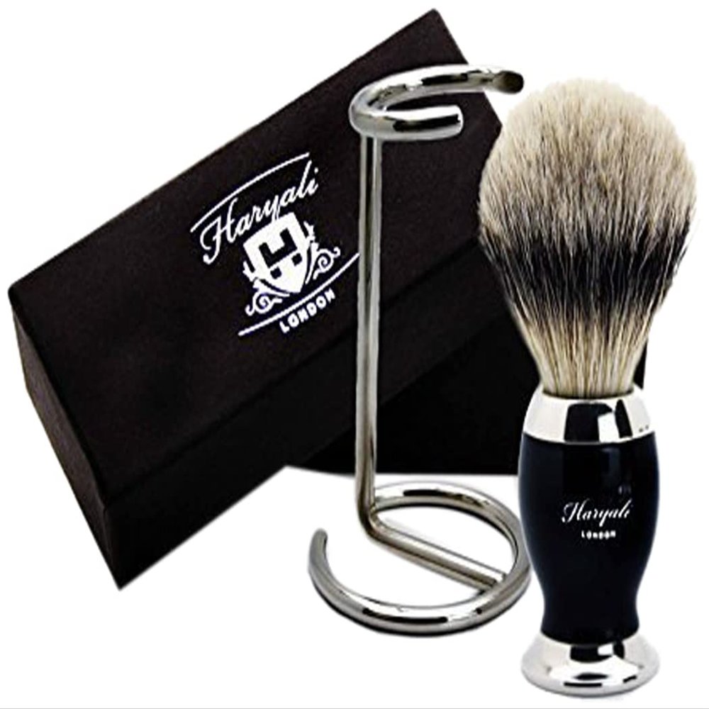 Badger Hair with Black & Metal Colour Base & Stainless Steel Stand