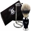 Badger Hair with Black & Metal Colour Base & Stainless Steel Stand view 1
