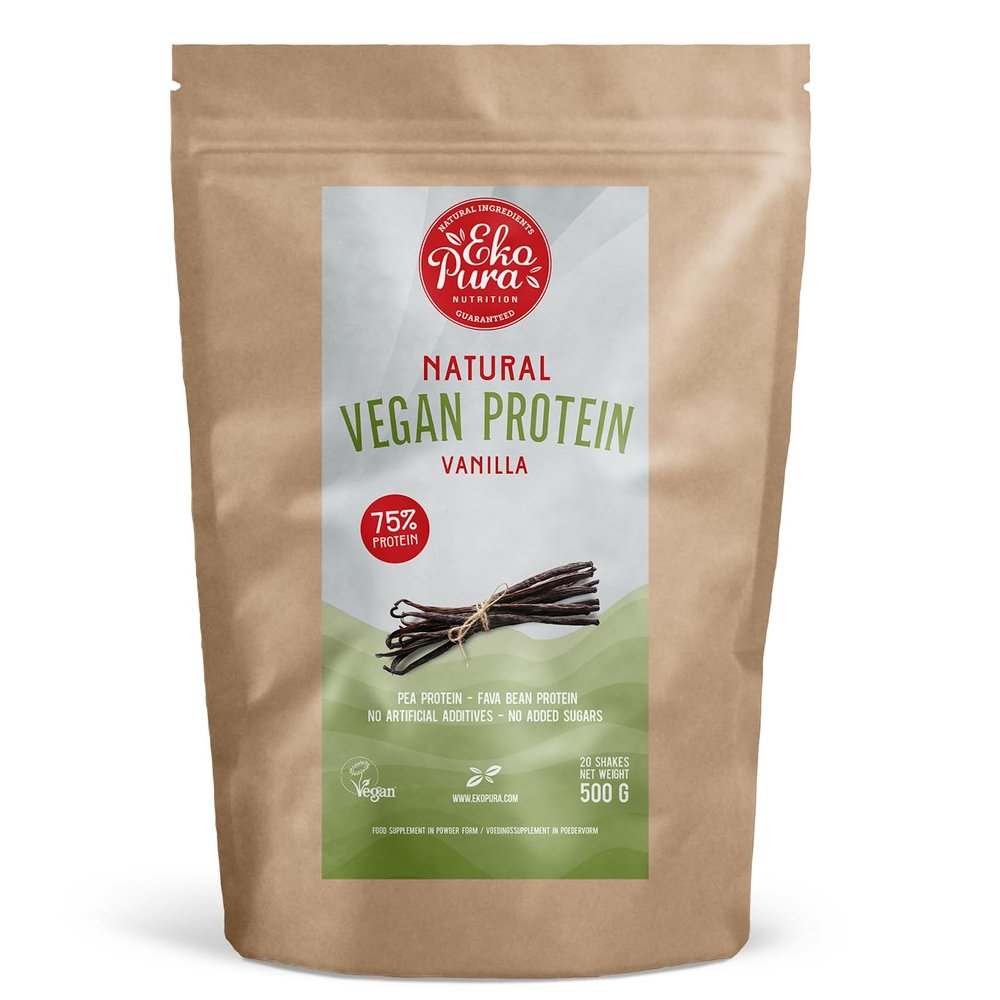 Ekopura Natural Vegan Protein  Vanilla - 500g | 75% Protein | Free from Allergens, Lactose, GMOs, and Soy | Plant-Based Protein | Perfect for Your Smoothies, Cooking, and Baking