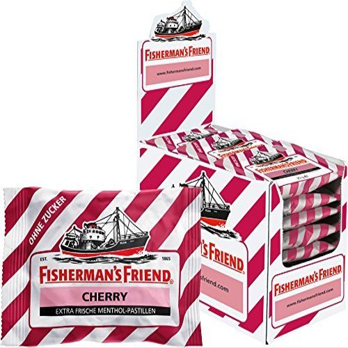 CHERRY SUGAR FREE FISHERMAN'S FRIEND Lozenges 24 x 25g Packs by Fisherman`s Friend