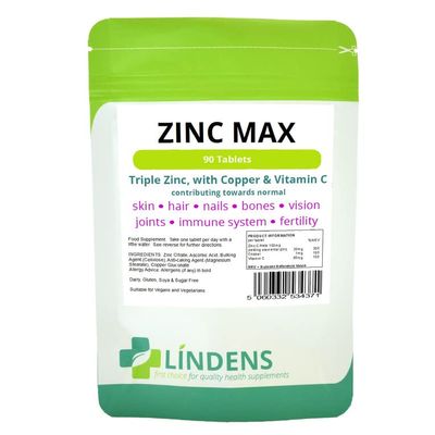 Lindens Triple Strength Zinc Citrate Max 2-Pack 180 Tabs w/Vitamin C & Copper
