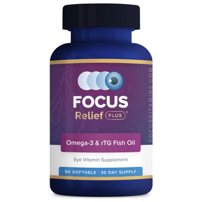 Focus Relief Plus Formula for Dry Eyes (90 ct. 30 Day Supply) Omega 3 Supplemen for Dry Eyes - Dry Eye Relief Supplement -Omega 3 Fish Oil for Dry Eyes