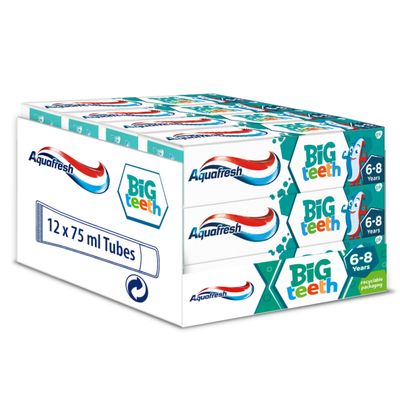 Aquafresh Toothpaste for Kids, Big Teeth Toothpaste for Children 6-8 Years, Pack of 12 x 50ml
