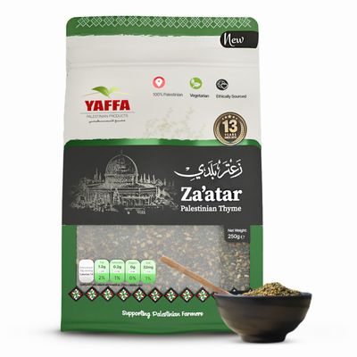 Yaffa  Premium Palestinian Zaatar Thyme Mix  Vegan  Non-GMO  No Additives  Traditional Mediterranean Blend for Rich Flavors in a Re-Sealable Bag  Product of Palestine (250g)
