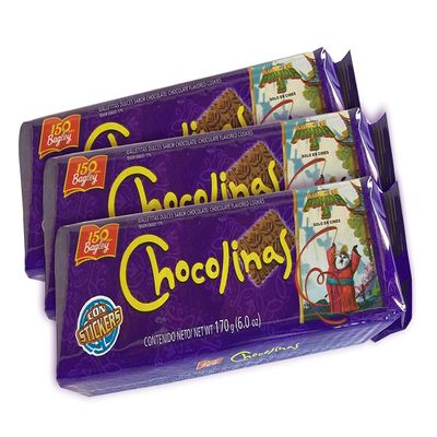PACK of 3 BAGLEY - CHOCOLINES Chocolate Cookies - The authentic Argentine cookies - Chocotorta special pack - 3 PCS