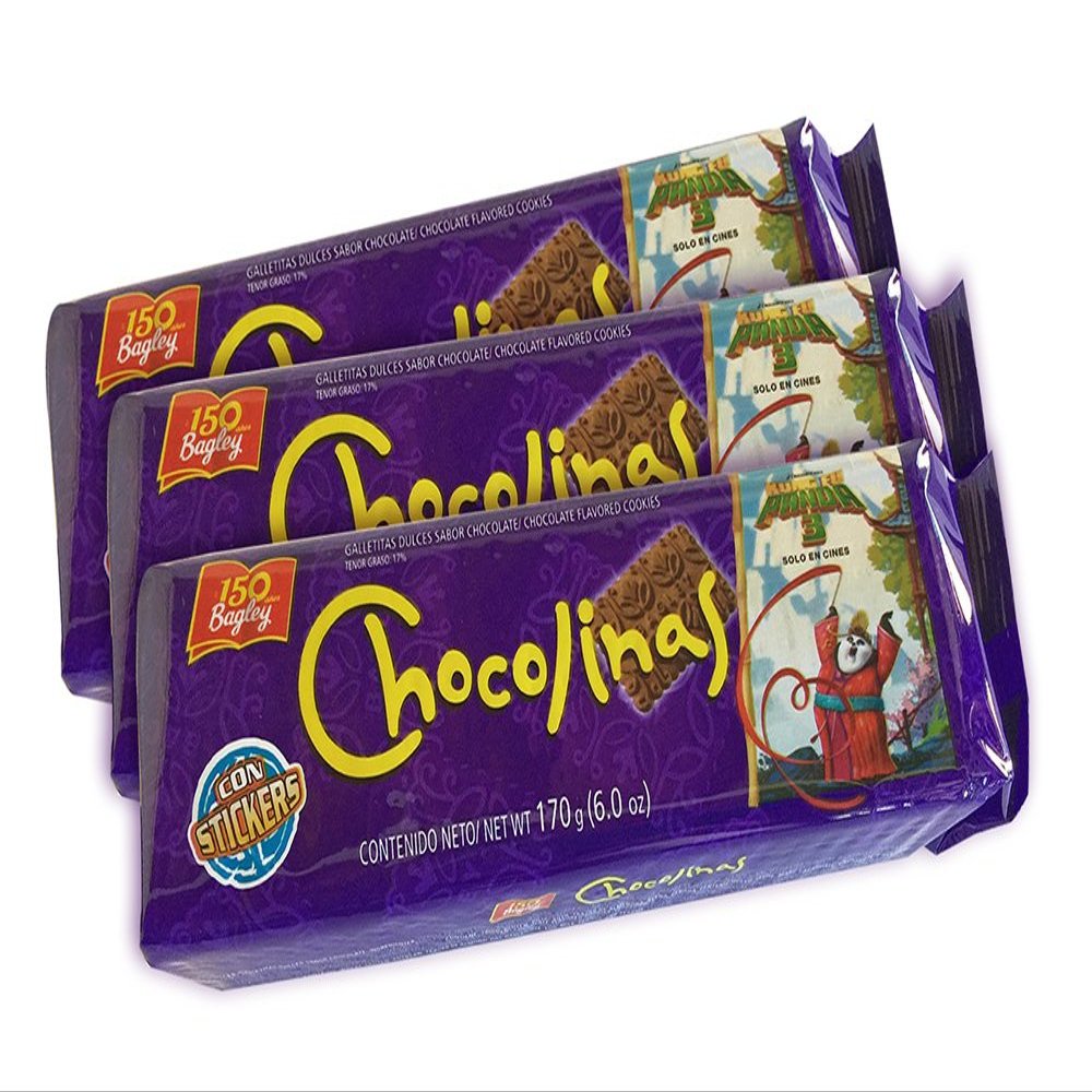 PACK of 3 BAGLEY - CHOCOLINES Chocolate Cookies - The authentic Argentine cookies - Chocotorta special pack - 3 PCS