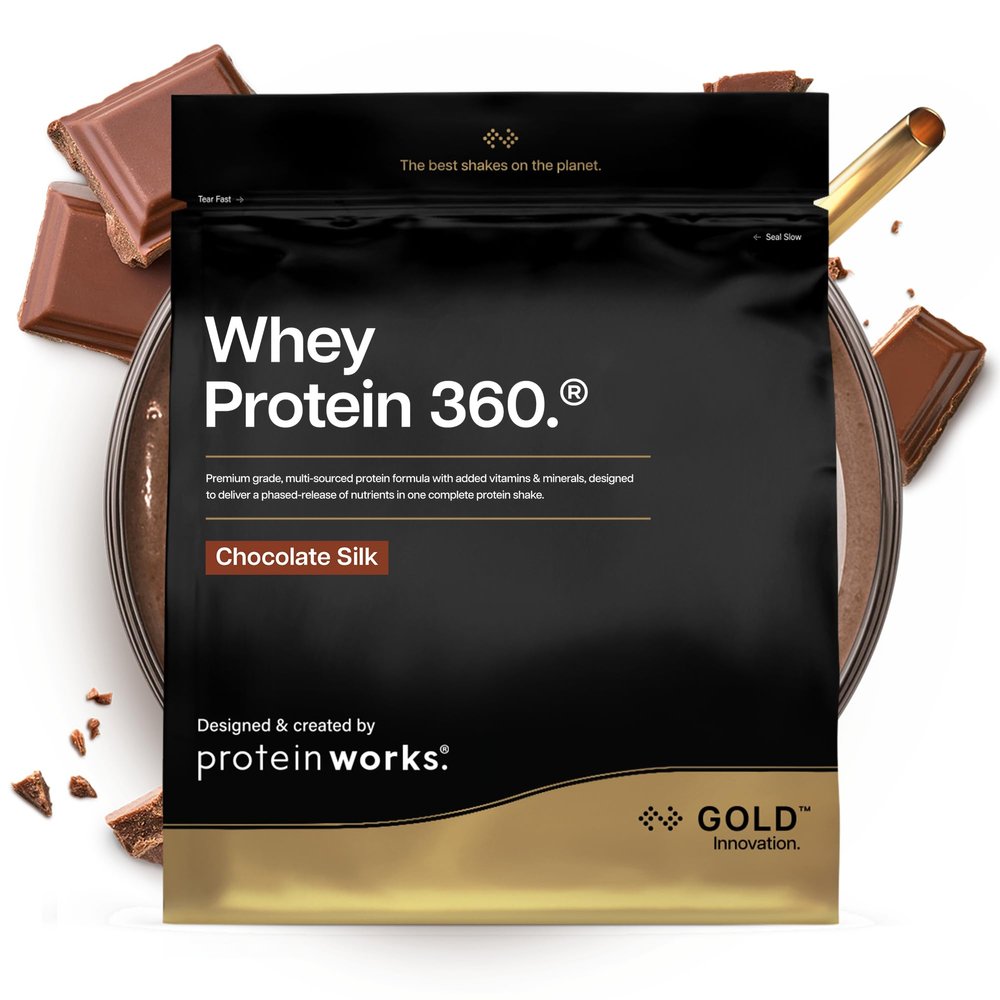 Protein Works | Whey Protein 360 - Gold Innovation, Whey Protein Powder, Premium Tri-Protein Blend, Digestive Enzymes, 12 Vitamins & Minerals, Chocolate Silk, 40 Servings, 1.2kg