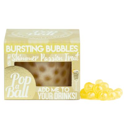 Popaball Shimmer Passion Fruit Bursting Bubbles 1 x 125 Grams Prosecco, Gin, Mocktail & Cocktail Making Gifts Set Ideas for Her, Hampers & Hen Parties