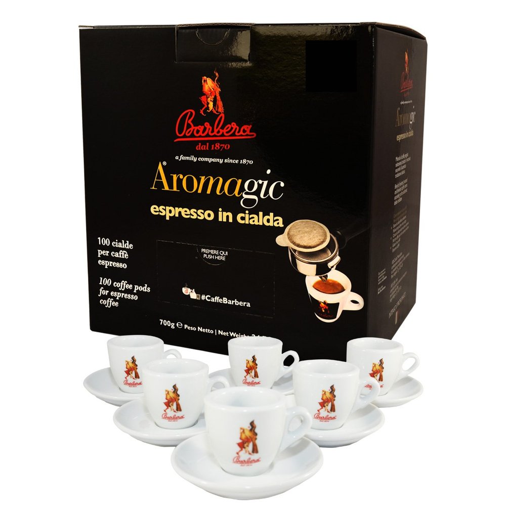 100pcs Coffee Pods "Aromagic" + Premium Espresso Cups Set - Barbera Coffee
