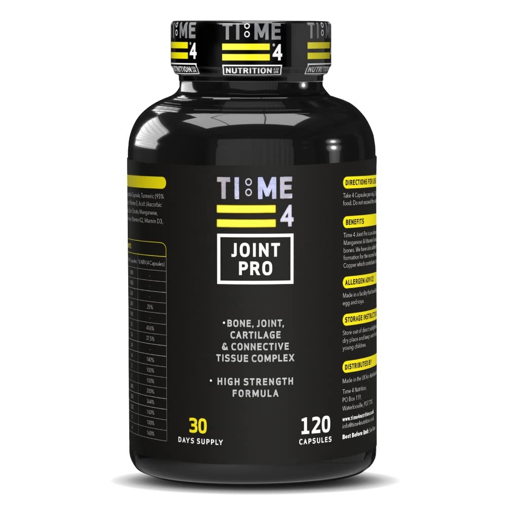 Time 4 Joint Pro Joint Care Joint Health Supplements glucosamine and chondroitin high Strength Turmeric, 120 x Capsules, 30 Days Supply, Bone, Joint, Cartilage & Connective Tissue Complex
