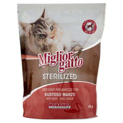 Morando migliorgatto Sterilized Secco CROCCANTI prelibatezze with Gustoso Manzo confezione da 400 Grammi (1000042906)