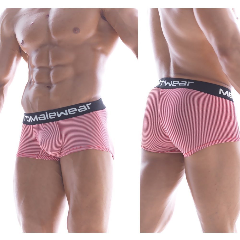 METROMALEWEAR Men's Minimo Waistband Boxer Red Stripe Small Stripe