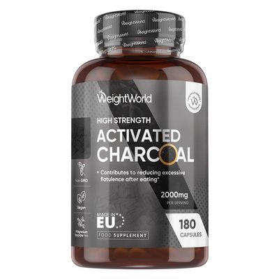 Activated Charcoal Capsules 2000mg - 180 Capsules - Vegan-Friendly Activated Charcoal Supplement - Sourced from Coconut - Non-GMO & Magnesium Stearate-Free