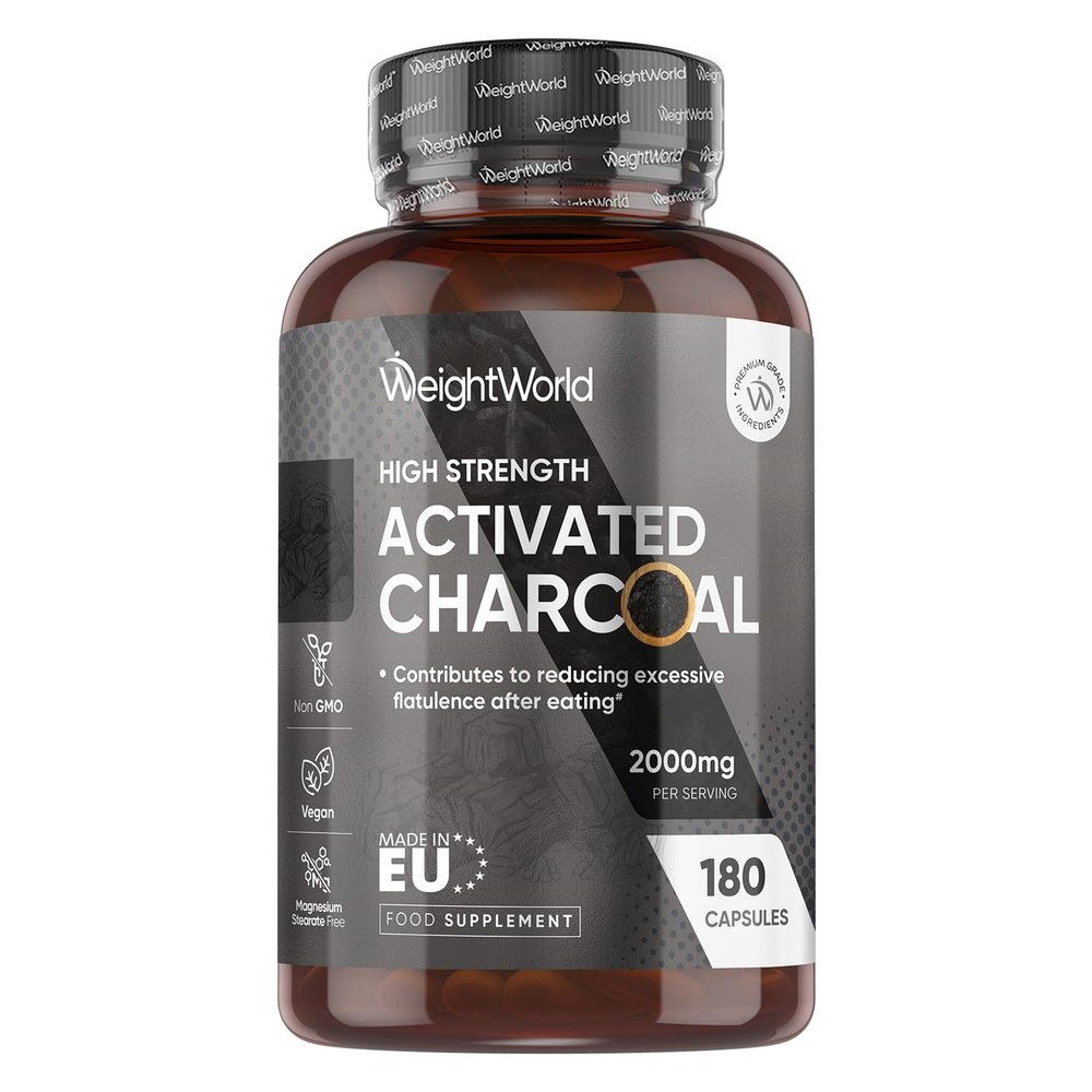 Activated Charcoal Capsules 2000mg - 180 Capsules - Vegan-Friendly Activated Charcoal Supplement - Sourced from Coconut - Non-GMO & Magnesium Stearate-Free