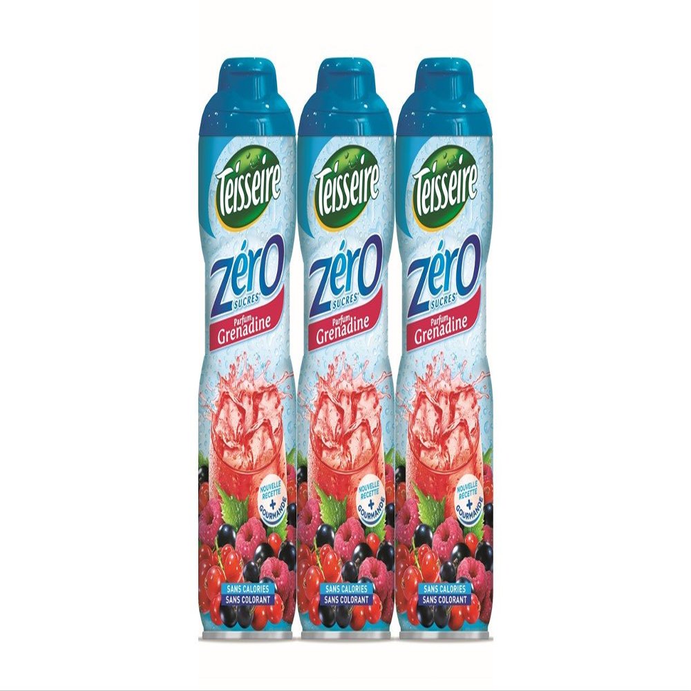 Pack of 3 sirops Teisseire 0% sugar grenadine - 3 x 600ml