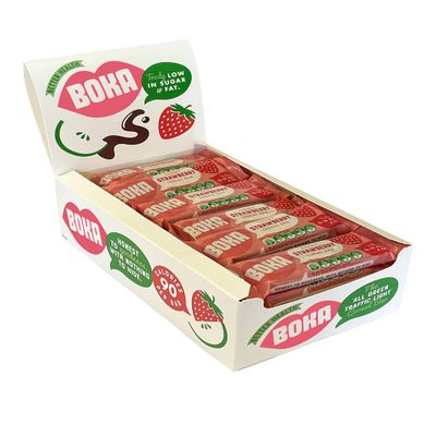 Boka Food Chewy Strawberry Cereal Bar 24 x 30g, Healthier Snack, Vegan, Low Sugar, Low Fat & High Fibre Breakfast Bars Great for Kids & Adults. Nut Free.