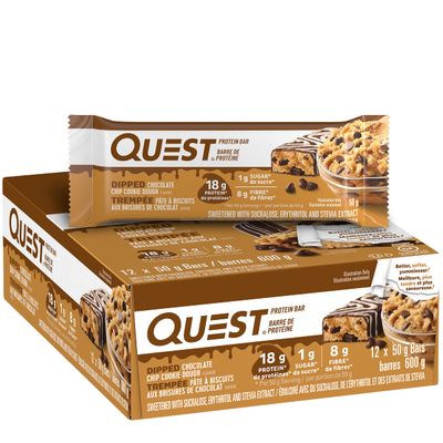 Quest Nutrition Chocolate Chip Cookie Dough Protein Bars, High Protein, Low Carb, Gluten Free, Keto Friendly, 12 Count
