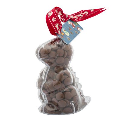 ButtonChocs Christmas Chocolate Dinosaur. Belgian Milk Chocolate Gift for Christmas.