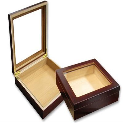 Starter Cigar Humidor Cherry Glass Lid for 20 Cigars with Humidifying System