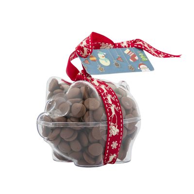 ButtonChocs Christmas Chocolate Piglet. Belgian Milk Chocolate Gift for Christmas.