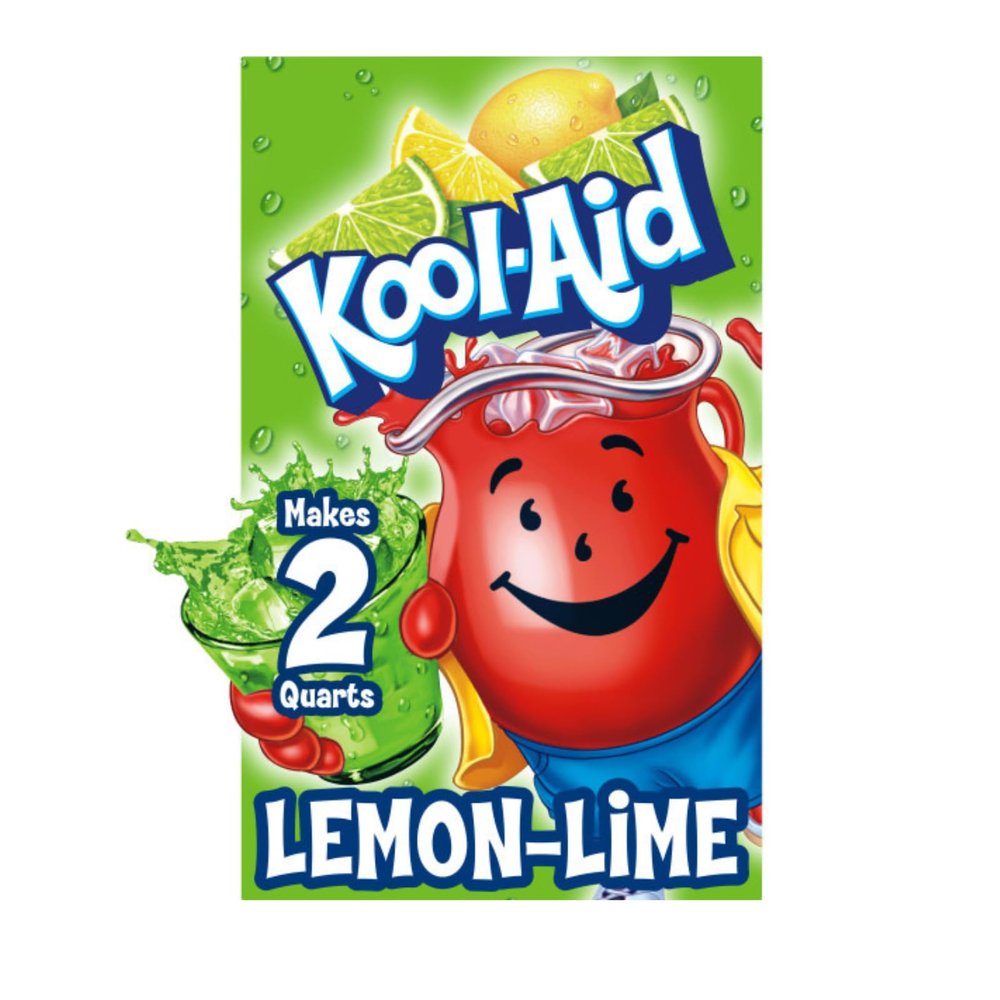 Kool-Aid Unsweetened Lemon Lime Artificially Flavored Powdered Soft Drink Mix, 0.13 oz Packet (Pack of 48)