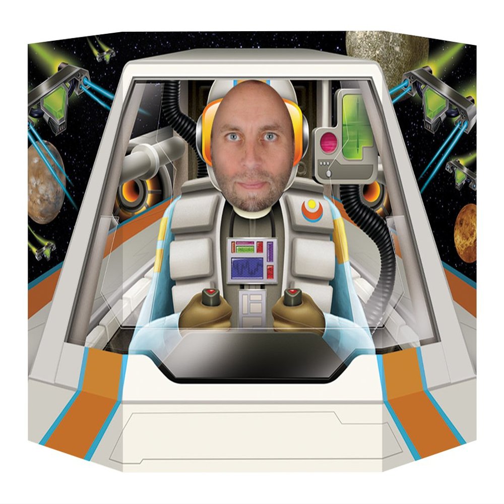 Beistle Spaceship Pilot Reversible Photo Door Banner, 37" x 25", Multicolored