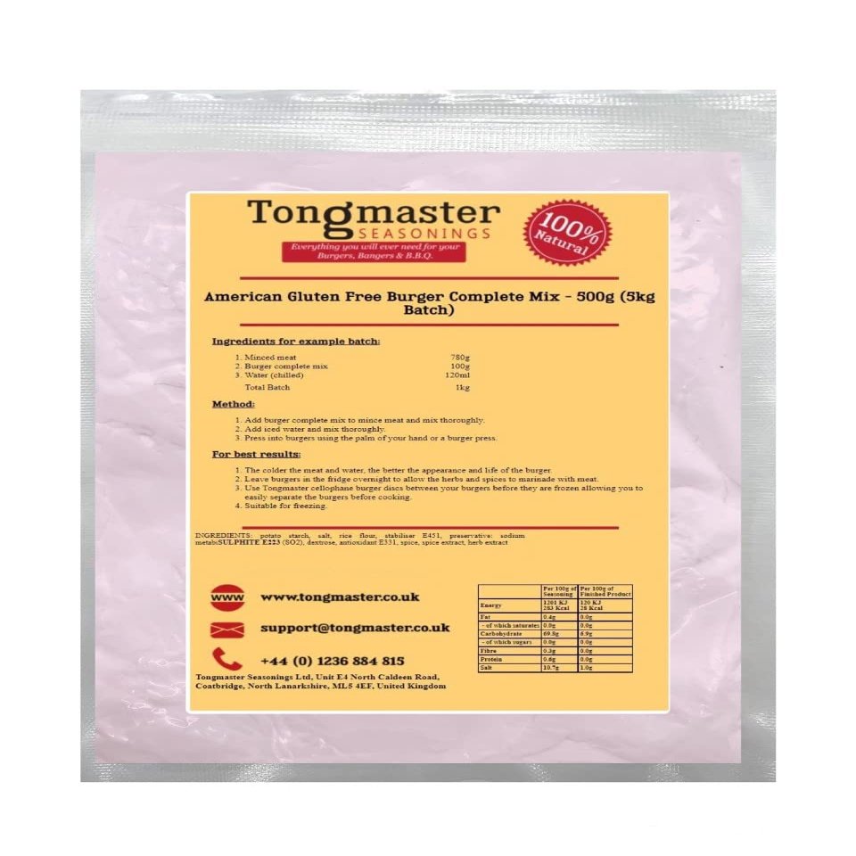 American Gluten Free Burger Complete Mix - 500g (5kg Batch)