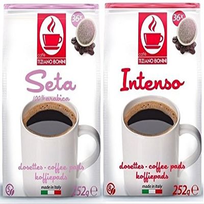 Bonini Seta & Intenso Pack of 2 Variety Coffee Pods. Senseo Compatible Coffee Pods. Each Pack 36 Pods (Total 72 Pods)