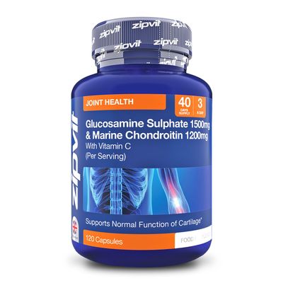 Zipvit Glucosamine and Chondroitin High Strength with Glucosamine Sulphate 1500mg, Marine Chondroitin 1200mg and Vitamin C, Joint Care Supplements for Men and Women, 120 Capsules