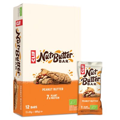 CLIF Nut Butter Bar | Protein Bar with 7g Plant Protein | Peanut Butter | Organic Snack Bars for OntheGo | 12 x 50 g