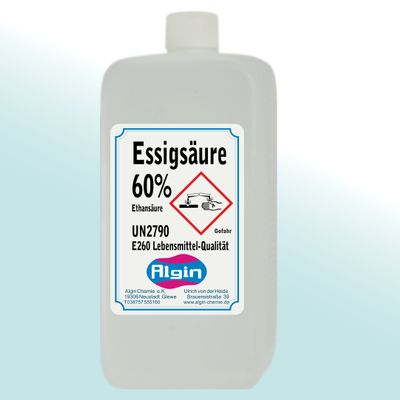 Algin Vinegar Acid 60% - 5 x 1 Litre Food Grade