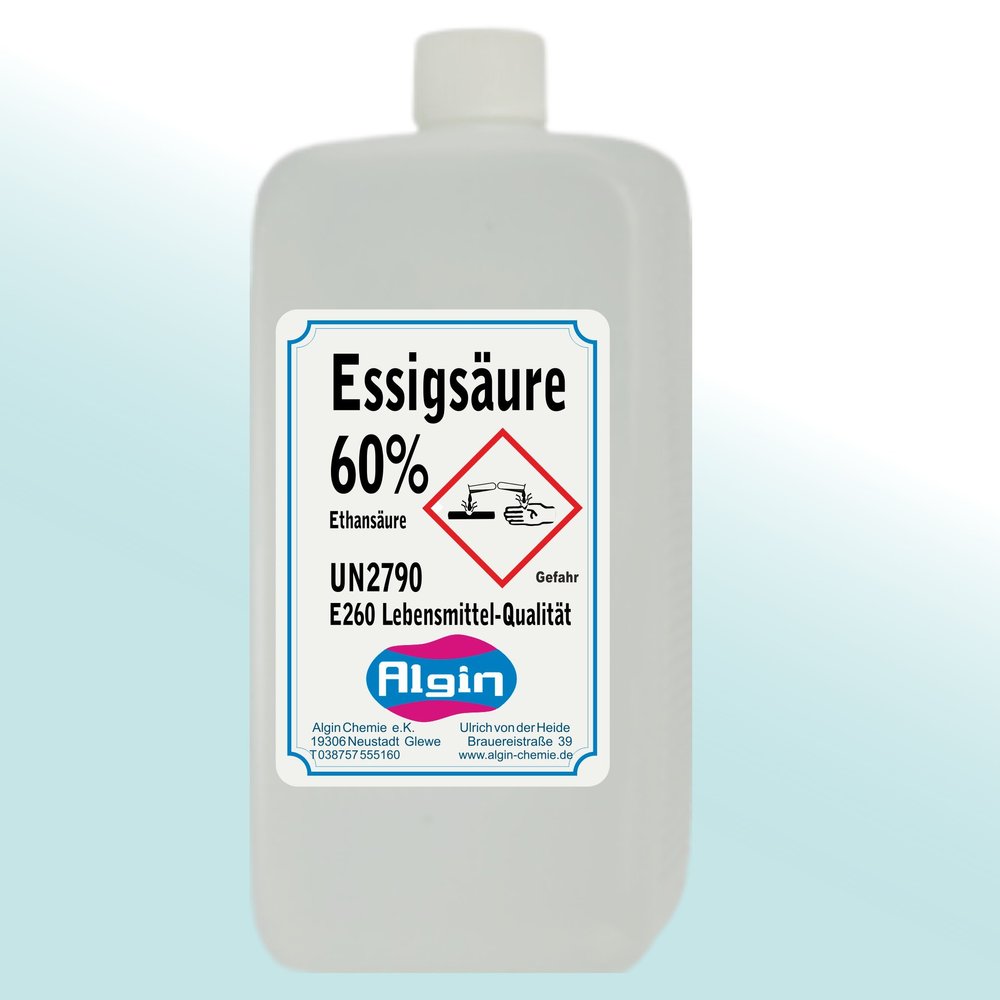 Algin Vinegar Acid 60% - 5 x 1 Litre Food Grade