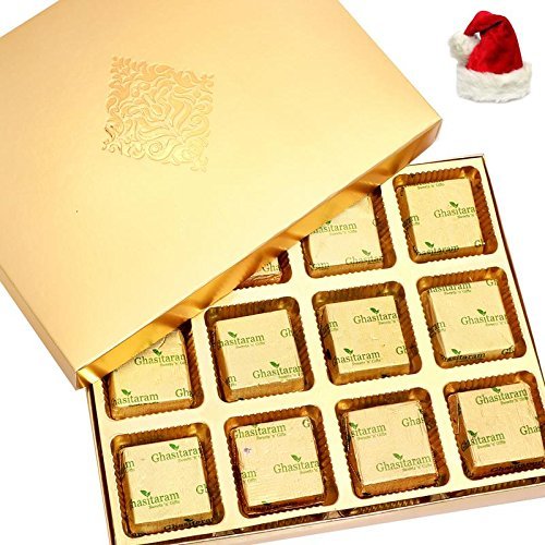 Ghasitaram Gifts Christmas Gifts Chocolates - Golden 12 pcs Roasted Almond Chocolate Box