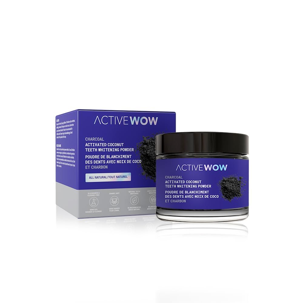 Active Wow Teeth Whitening - Charcoal Powder Natural Teeth Whitening