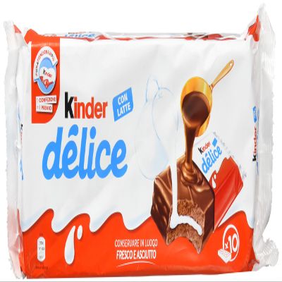 3X Kinder Ferrero Delice Chocolate Covered Sponge Fingers Cakes Desserts with Real Milk Filling 10 Pack