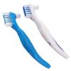 Denture Brush (Set of 2) Blue & White Brushes ~ Easy Grip Handle, Double Bristle Head view 1