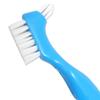 Denture Brush (Set of 2) Blue & White Brushes ~ Easy Grip Handle, Double Bristle Head view 2