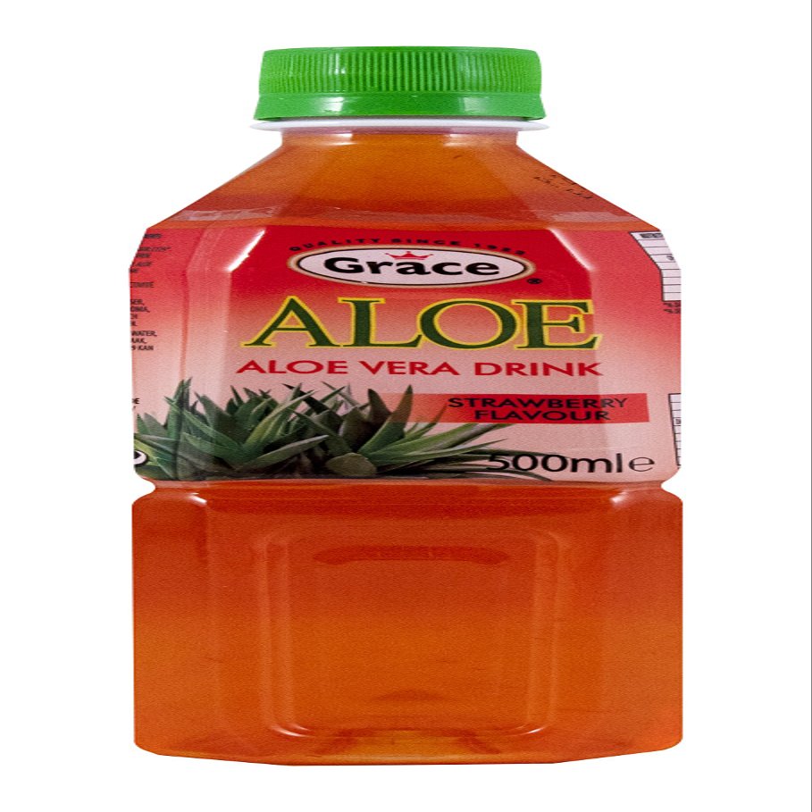 Grace Aloe Vera Drink Strawberry Flavour 500ml Lot of 6