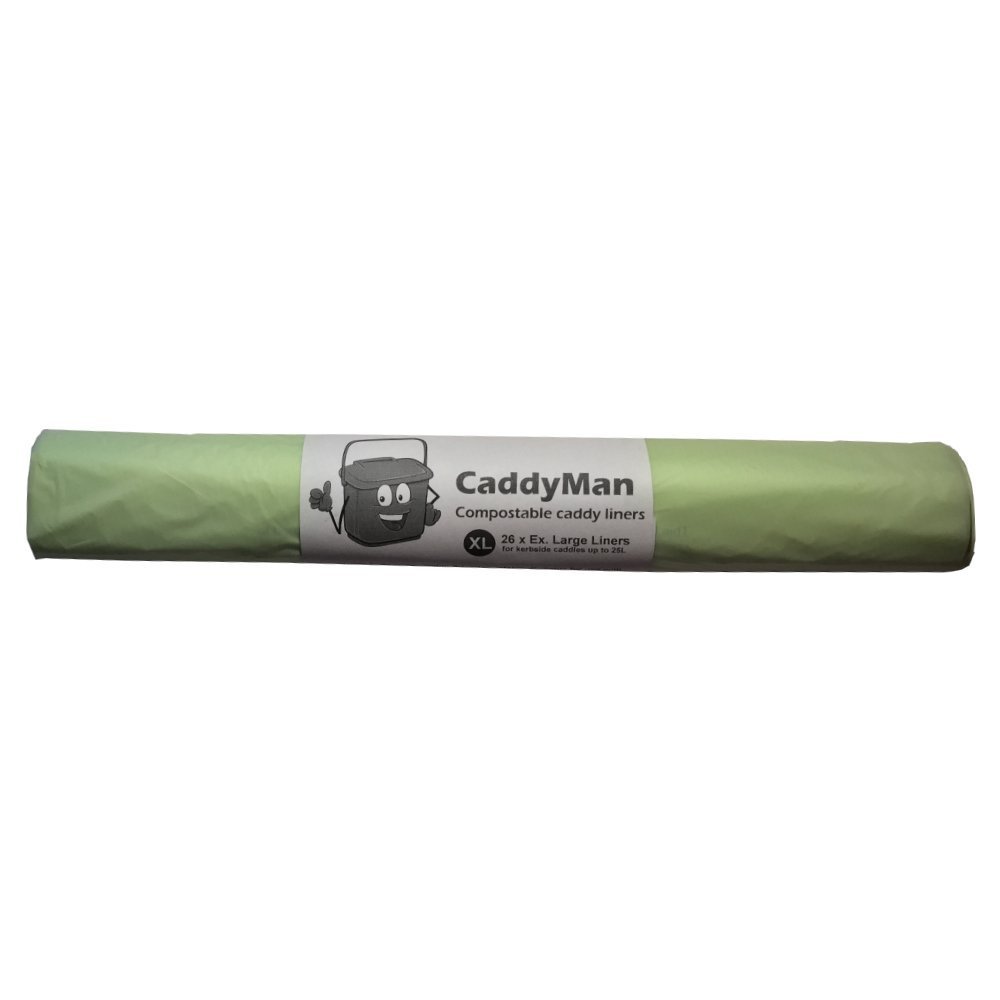 26 x 25 Litre CaddyMan Compostable Kerbside Food Waste Caddy Bin Liner Bio Bags EN13432 (25L-25)