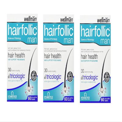 Vitabiotics Wellman Hairfollic Man - 60 Tablets (Pack of 3)