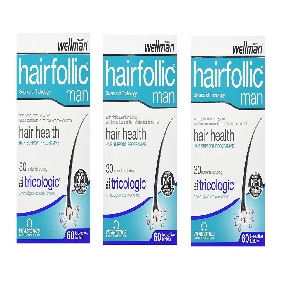 Vitabiotics Wellman Hairfollic Man - 60 Tablets (Pack of 3)