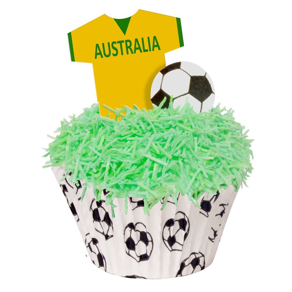 24 Toppers + 12 Cases + Sprinkles Perfectly Cut Australia Football Kit by CDA Products 201-426-K