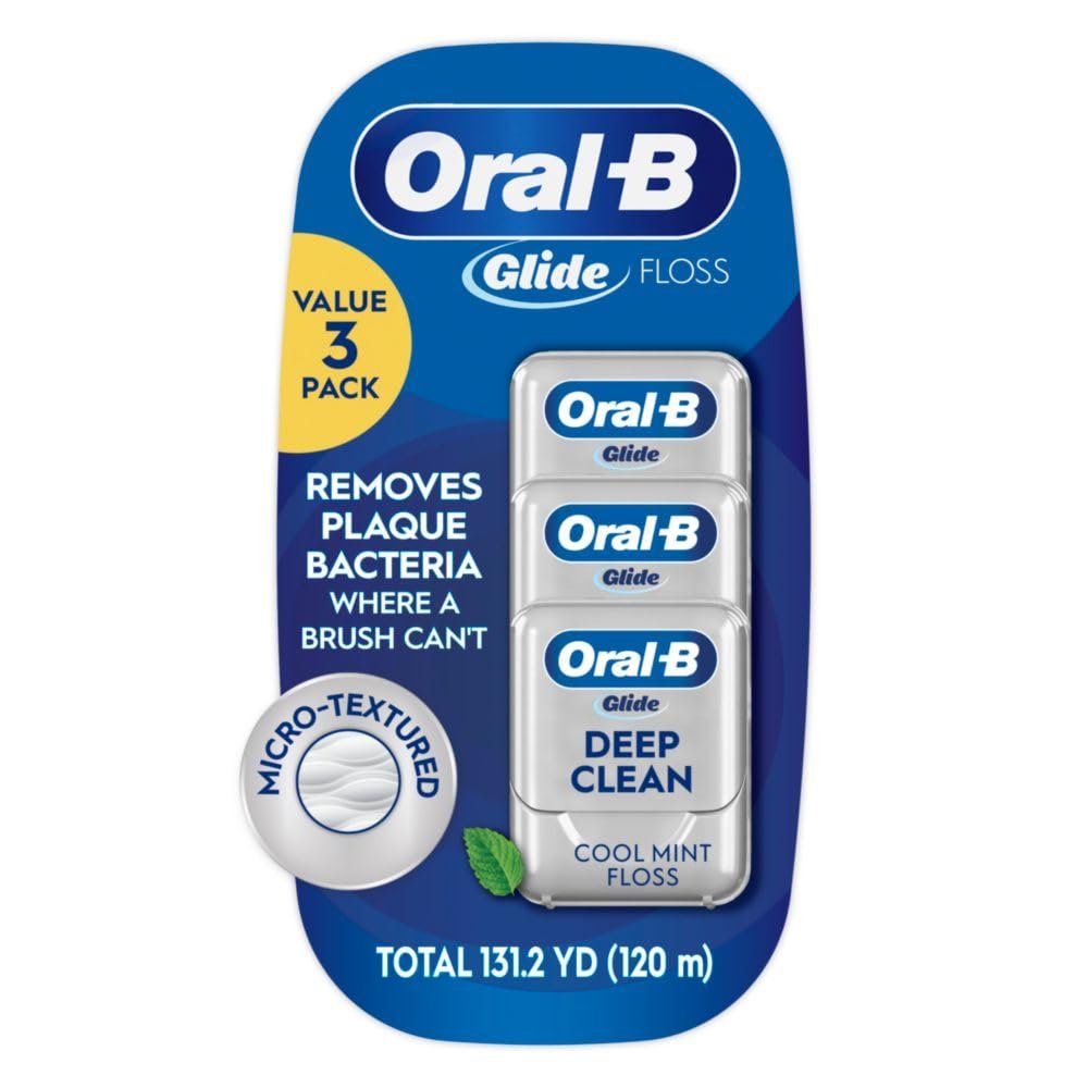 Oral-B Glide Pro-Health Dental Floss, Deep Clean Cool Mint Flavor, 40 M, 3 Count