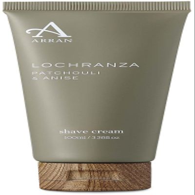 Arran Sense of Scotland Lochranza Moisturising and Nourishing Vegetable Oil Shave Cream for Men (100ml/3.3floz) Woody Patchouli and Vetiver Enhanced with Fresh of Lemon and Grapefruit