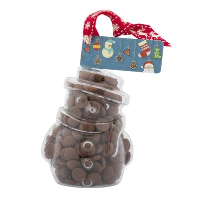 ButtonChocs Christmas Chocolate Snowman. Belgian Milk Chocolate Gift for Christmas.