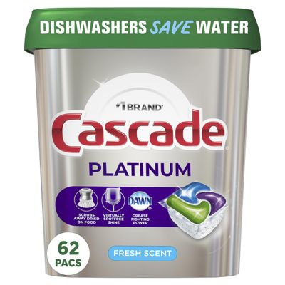 Dishwasher Pods, Actionpacs Dishwasher Detergent with Dishwasher Cleaner Action, Fresh Scent, 62 Count, Limited Edition